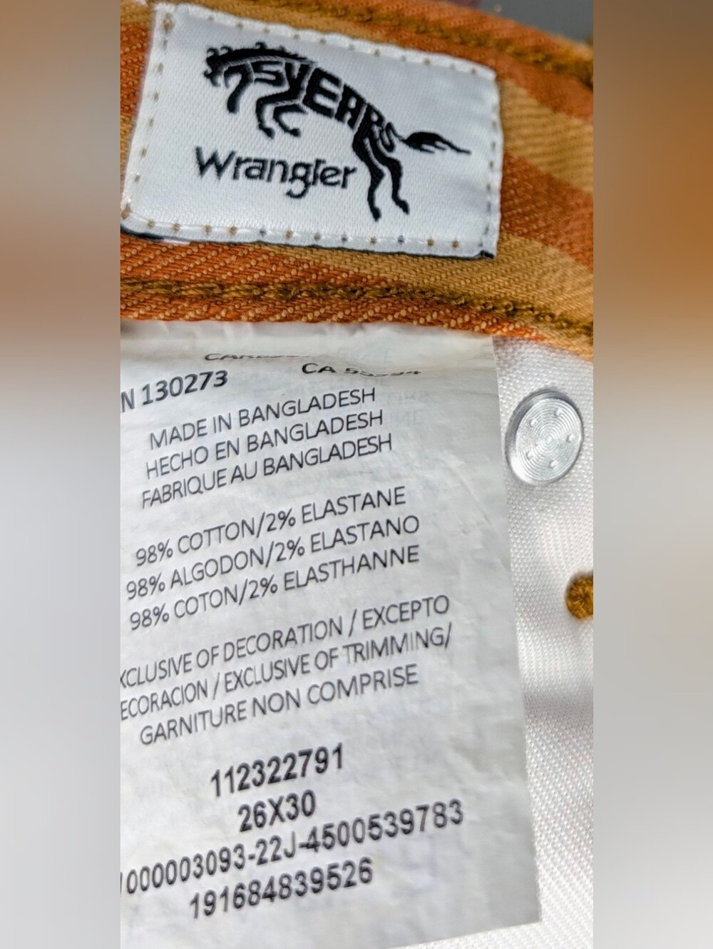Wrangler Wanderer 622 High Rise Flare Orange Stripe Festival Jeans NWT - Picture 10 of 11
